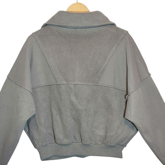 Aemi + Co Gray Half Zip Sweatshirt Exposed Seams Trendy Fall Streetwear Cozy S - Picture 10 of 15